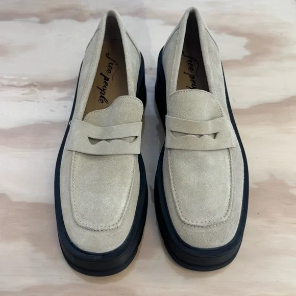 Like New Free People Nico Sand Suede Platform Loafers Sz 38 - Picture 2 of 13
